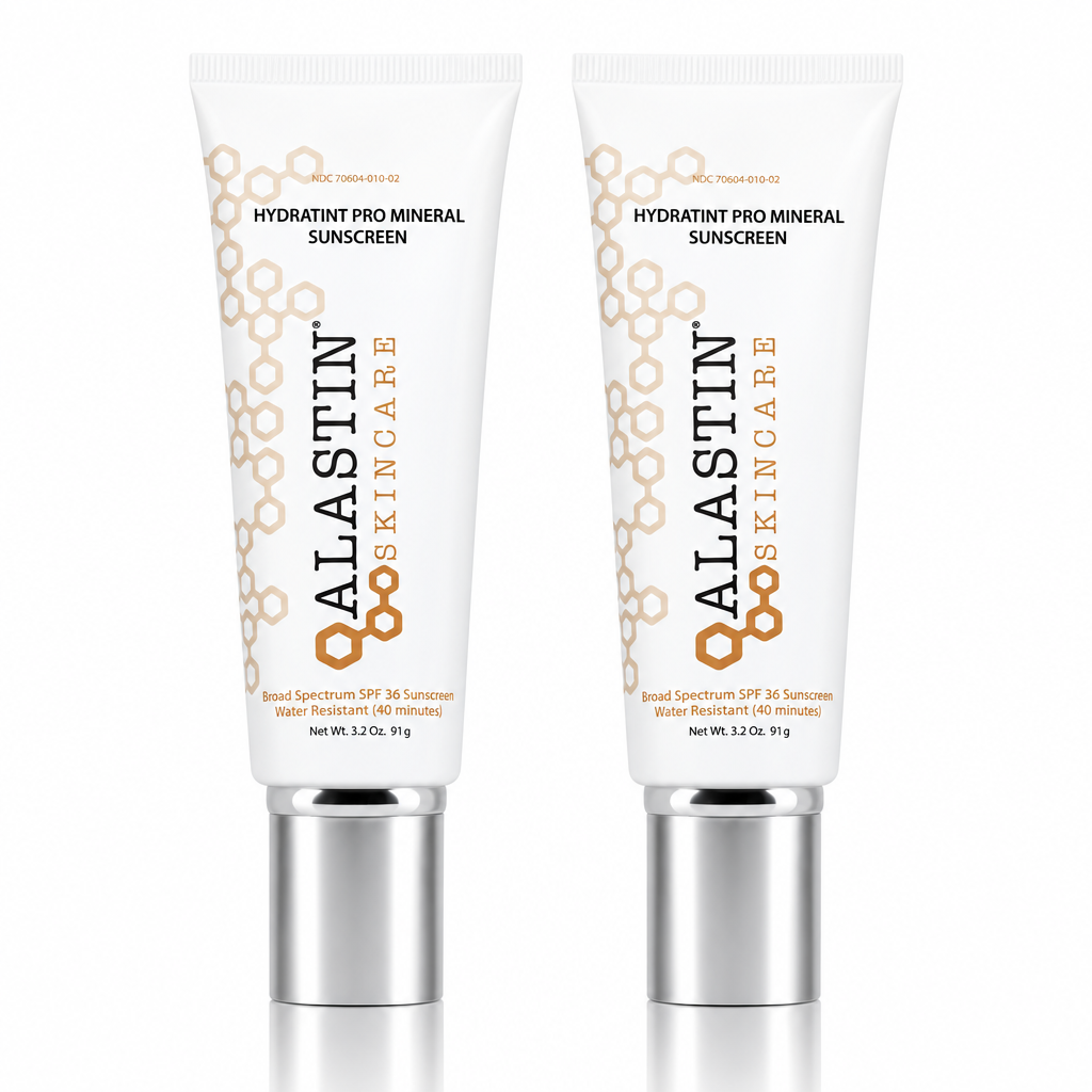 Pack of 2 ALASTIN HydraTint Pro Mineral Sunscreen SPF 30 tubes side by side