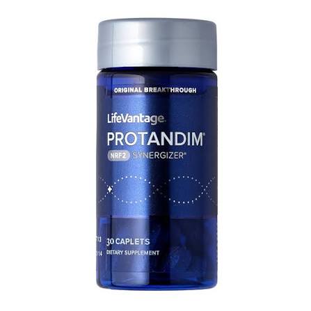 Blue LifeVantage Protandim NRF2 Synergizer dietary supplement bottle with 30 tablets