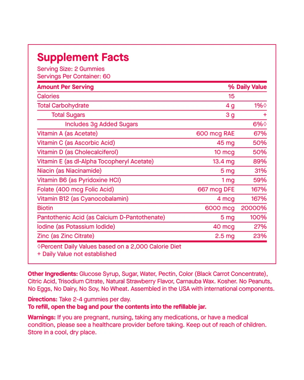 SpoiledChild L30 Biotin & Multi-Vitamin Hair Gummies  Biotin + Folic Acid + Zinc + B5 |120 counts|